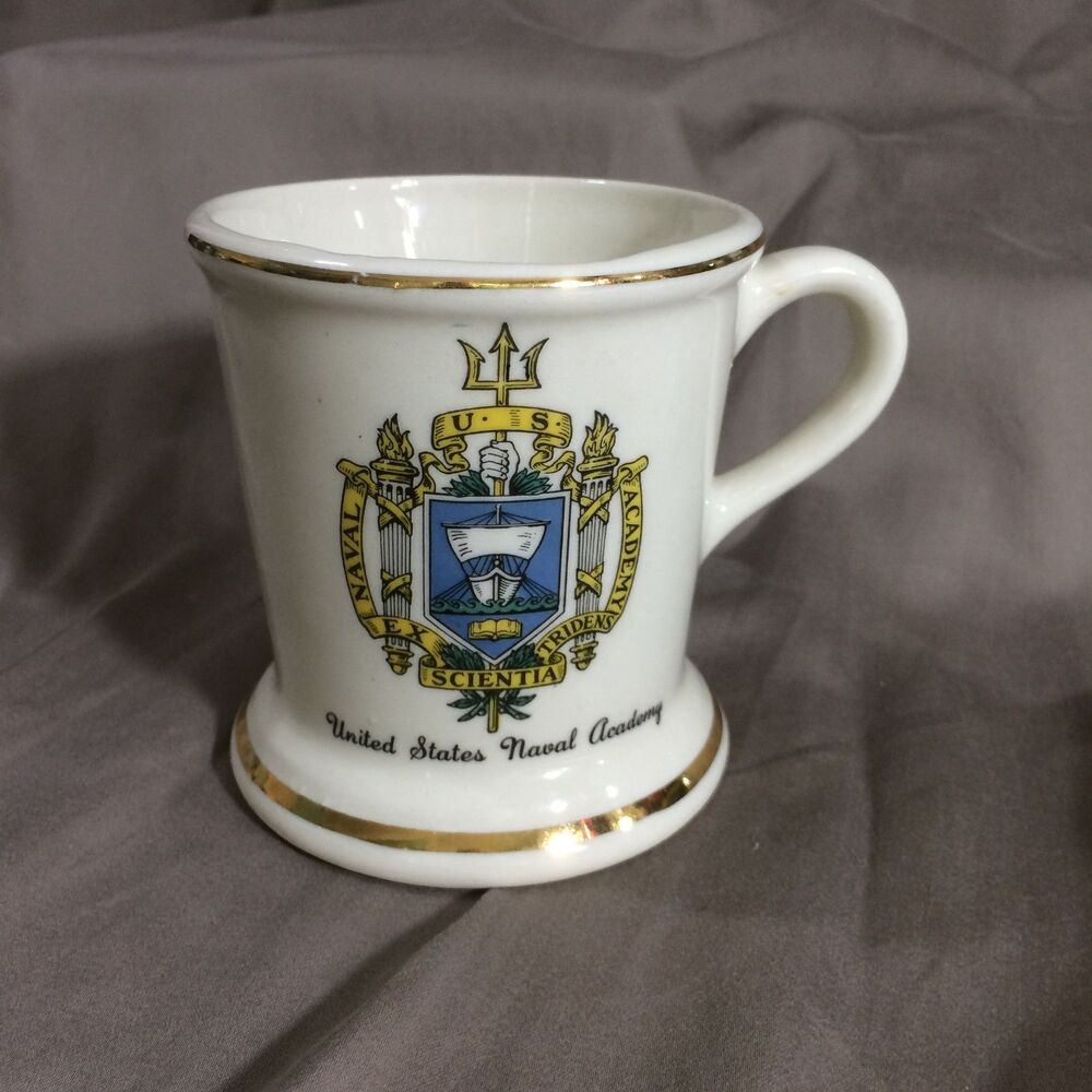 Vintage 50s Balfour Ceramic Shaving Mug US Naval Academy USNA Crest Gold Trim